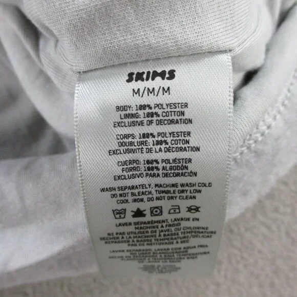 SKIMS Fleece Lounge Robe Womens Medium Gray Short Wrap Tie Sleepwear NWT - Picture 7 of 8